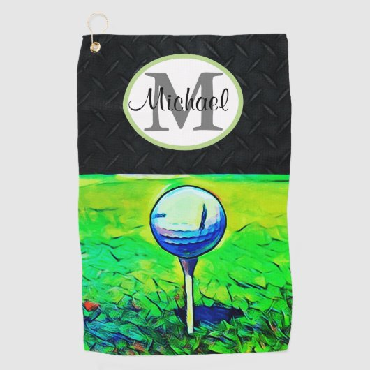 メンズゴツゴツモノグラムネームダイヤモンドプレートゴルフ ゴルフタオル (正面)