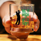 メンズゴルフティーおもしろいスポーツ引用文かわいいブラックグリーン ウイスキーグラス