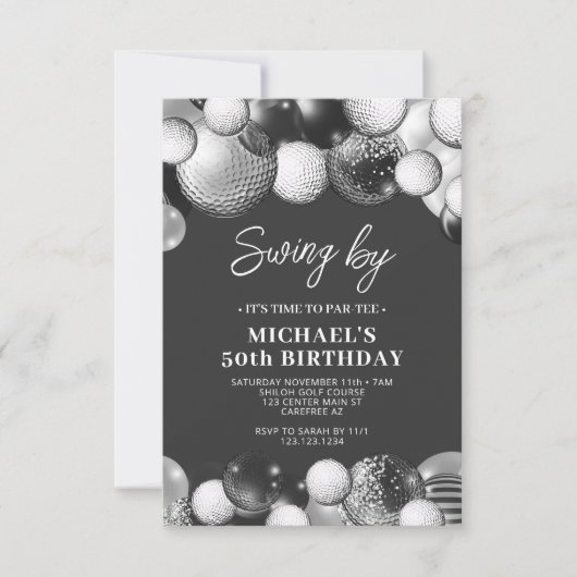 メンズゴルフパルティー50誕生日 招待状 (正面)