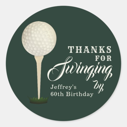 メンズゴルフマイルストーンバースデーパーティーありがとう ラウンドシール (正面)