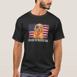 メンズゴールデンレトリバーパパアメリカ国旗父の Tシャツ