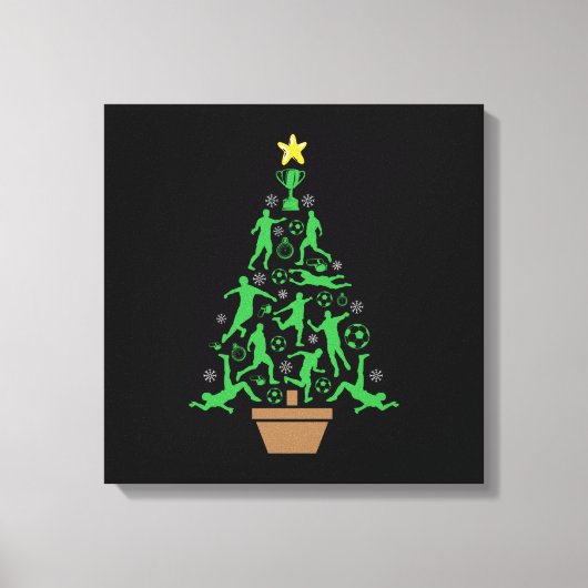 メンズサッカークリスマスツリー キャンバスプリント (正面)