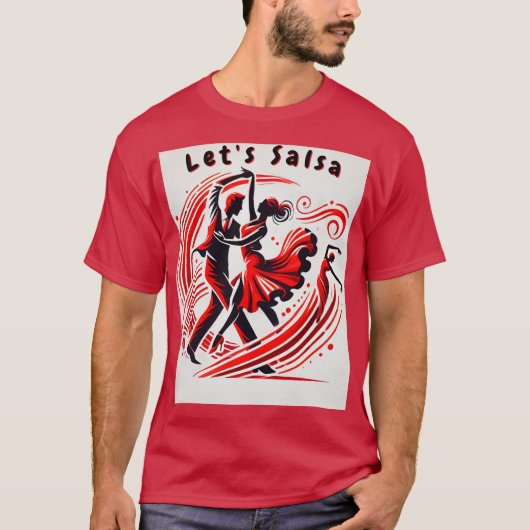 メンズサルサダンスTシャツストライキングLet's Salsa Tシャツ (正面)