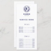 メンズサロンシンプルネイビーとホワイトプライスサービスメニュー プログラム (正面/裏面)