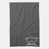 メンズシェフ名前をカスタムする料理BBQエプロン キッチンタオル (縦)