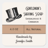 メンズシェービング石けんヴィンテージ製品ラベル スクエアシール (正面)