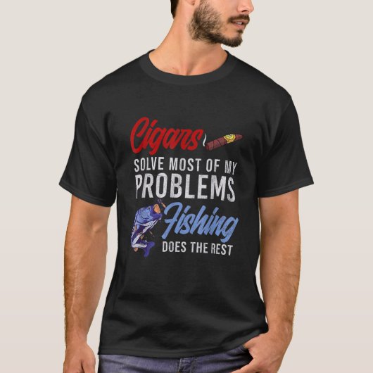 メンズシガー喫煙魚釣りギフトキューバシガーズスモーク Tシャツ (正面)