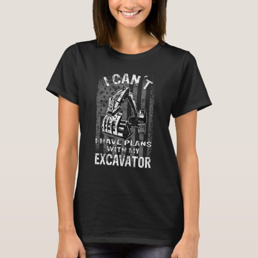 メンズショベル建築ワーカーディガーバックホー Tシャツ (正面)
