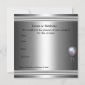 メンズシルバー ブラック 50歳の誕生日 招待状 (裏面)