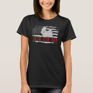 メンズシーズー（犬）ツパパ動揺してアメリカ国旗パトリオ Tシャツ