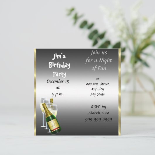 メンズシーバー誕生日パーティーの招待 招待状 (スタンド正面)