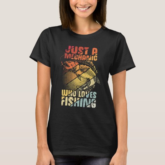 メンズジャスト整備士好きな魚釣り車の叫び声 Tシャツ (正面)