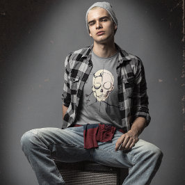 メンズスカルラインアートTシャツ – 抽象芸術スケルトン Tシャツ