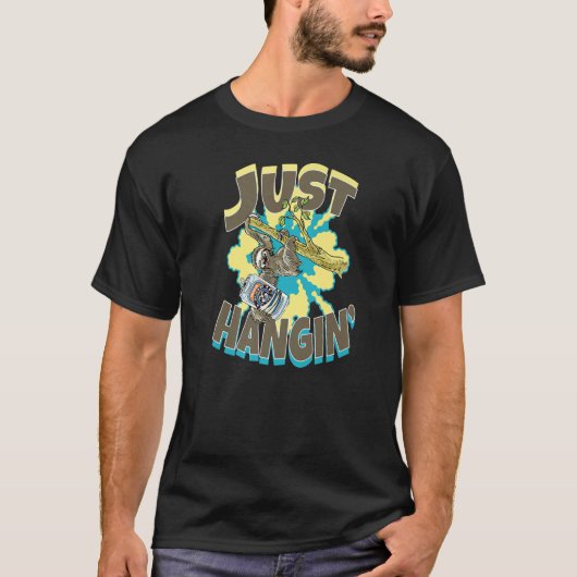 メンズススロッぶら下がったトが出る Tシャツ (正面)