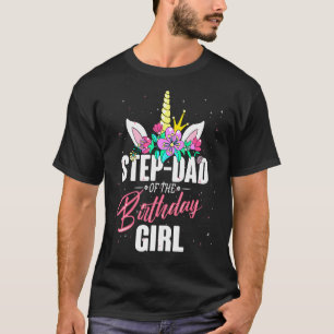 メンズステップパパの誕生日ガールユニコーン女の子F Tシャツ