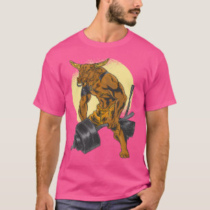 メンズストロングミノタウロス重量挙げグラフィック Tシャツ