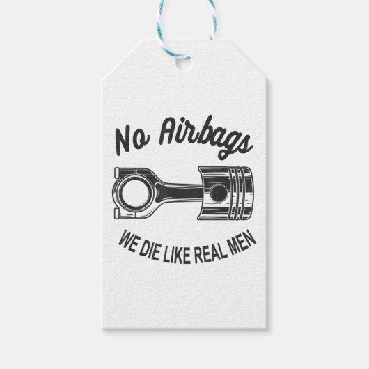 メンズスピードレーシングスポーツカーいいえエアバッグ – 私たちは死ぬL ギフトタグ (正面)