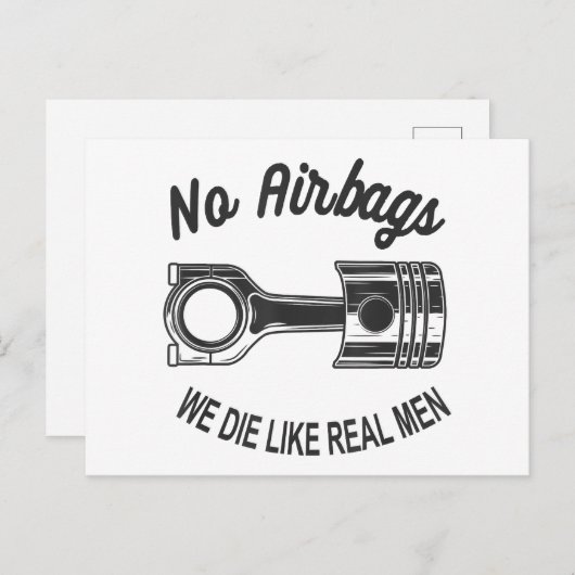 メンズスピードレーシングスポーツカーいいえエアバッグ – 私たちは死ぬL シーズンポストカード (正面/裏面)