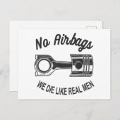 メンズスピードレーシングスポーツカーいいえエアバッグ – 私たちは死ぬL ポストカード (正面/裏面)