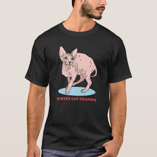 メンズスフィンクス猫グランドパヘアレスキャットオーナースフィンクス Tシャツ (正面)