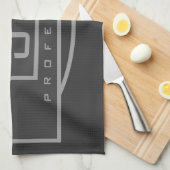 メンズスポーティジオメトリックグレー&ダークグレー キッチンタオル (四つ折り)