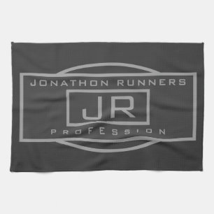 メンズスポーティジオメトリックグレー&ダークグレー キッチンタオル