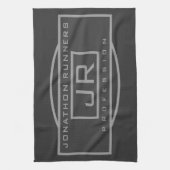 メンズスポーティジオメトリックグレー&ダークグレー キッチンタオル (縦)