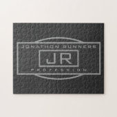 メンズスポーティジオメトリックグレー&ダークグレー ジグソーパズル (横)