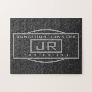 メンズスポーティジオメトリックグレー&ダークグレー ジグソーパズル