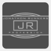 メンズスポーティジオメトリックグレー&ダークグレー スクエアシール (正面)