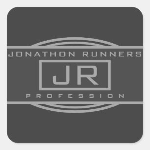 メンズスポーティジオメトリックグレー&ダークグレー スクエアシール