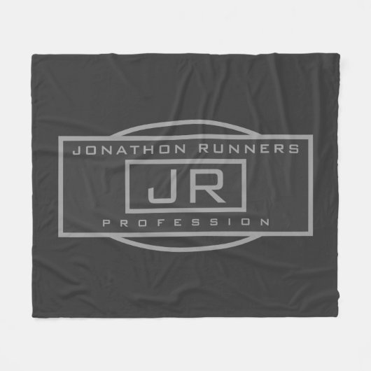 メンズスポーティジオメトリックグレー&ダークグレー フリースブランケット (正面(横))