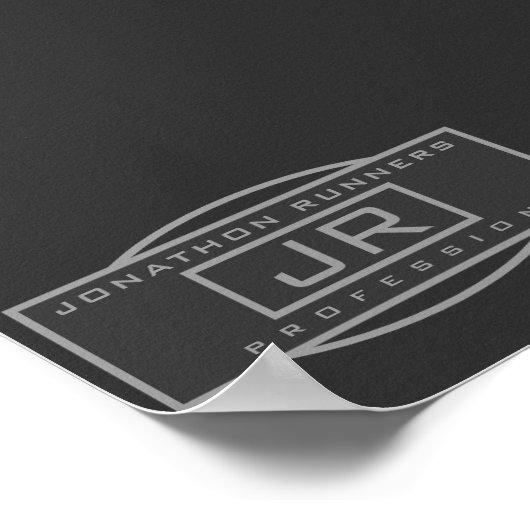 メンズスポーティジオメトリックグレー&ダークグレー ポスター (角)