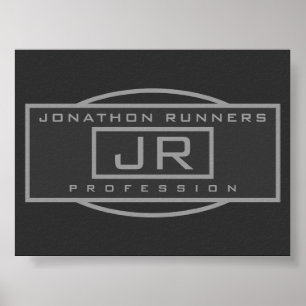 メンズスポーティジオメトリックグレー&ダークグレー ポスター