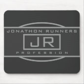 メンズスポーティジオメトリックグレー&ダークグレー マウスパッド (正面)