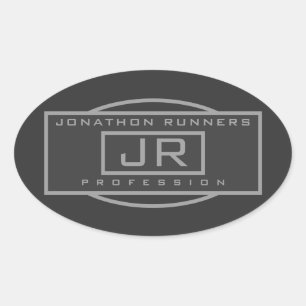 メンズスポーティジオメトリックグレー&ダークグレー 楕円形シール