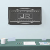 メンズスポーティジオメトリックグレー&ダークグレー 横断幕 (トレードショー)