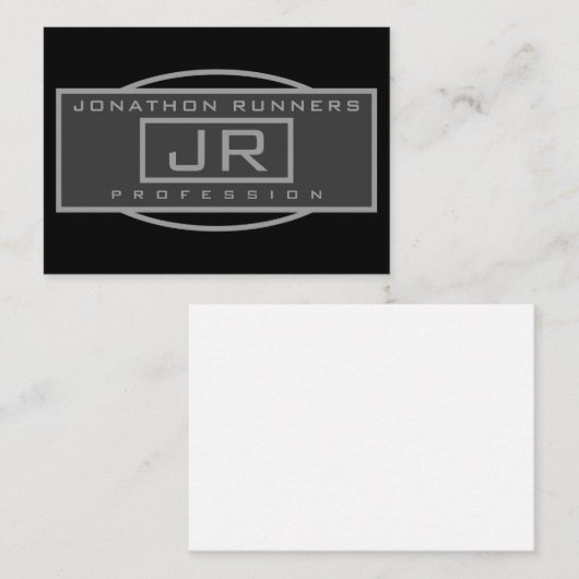 メンズスポーティジオメトリックダークグレー&ブラック エンクロージャーカード (正面/裏面)