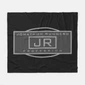 メンズスポーティジオメトリックダークグレー&ブラック フリースブランケット (正面(横))