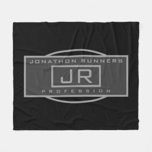 メンズスポーティジオメトリックダークグレー&ブラック フリースブランケット