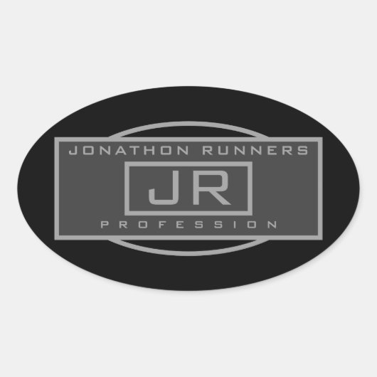 メンズスポーティジオメトリックダークグレー&ブラック 楕円形シール (正面)