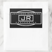 メンズスポーティジオメトリックブラック&ホワイト 長方形シール (バッグ)