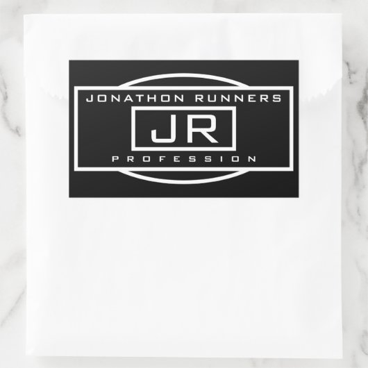 メンズスポーティジオメトリックブラック&ホワイト 長方形シール (バッグ)