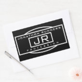 メンズスポーティジオメトリックブラック&ホワイト 長方形シール (封筒)