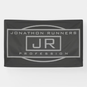 メンズスポーティ幾何学的グレー&ダークグレーズ事業 横断幕