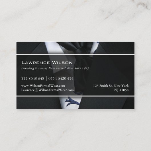 メンズスーツフォーマル衣服、フォトビジネスカード 名刺 (裏面)