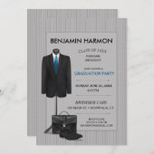 メンズスーツPinstried Business 男らし Graduation 招待状 (正面/裏面)