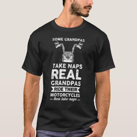メンズソレグランパステイク昼寝バイクもしくは自転車に乗る人 Tシャツ (正面)