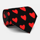 メンズタイズブラック赤いハートネクタイ ネクタイ (ロール)