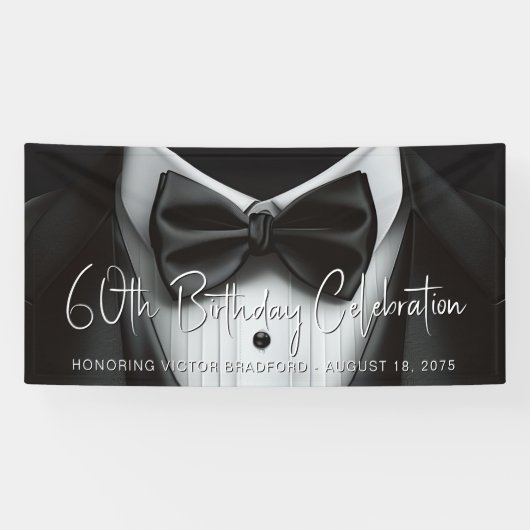 メンズタキシード誕生日パーティーバナー 横断幕 (横)